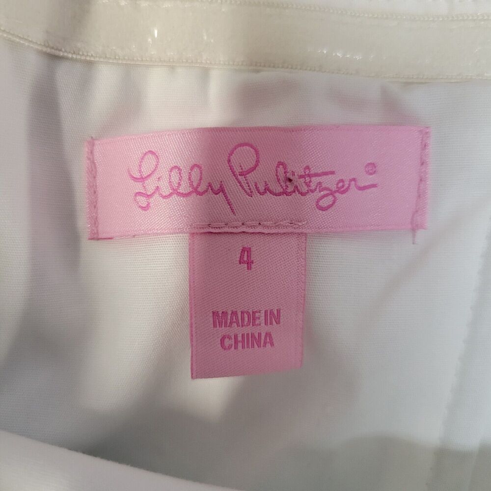 Lilly Pulitzer Blossom Dress Turquoise Wrapping Stripe Silk Size 4 Blue White‎ - Picture 9 of 10
